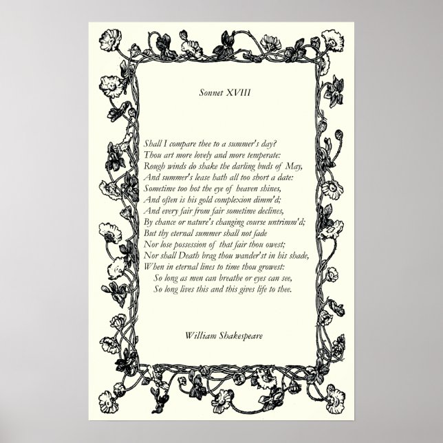 Sonnet # 18 von William Shakespeare Poster (Vorne)