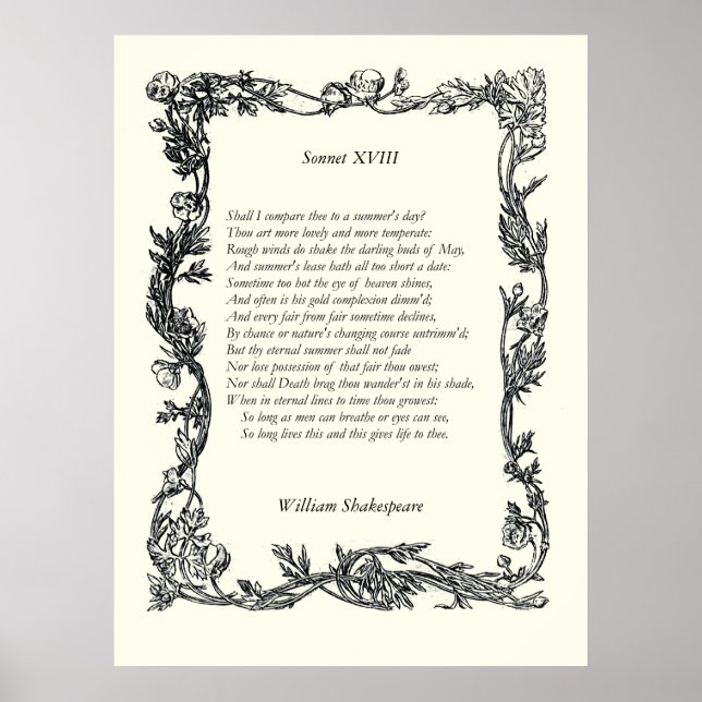 Sonnet # 18 von William Shakespeare Poster (Vorne)