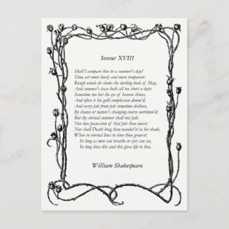 Sonnet # 18 von William Shakespeare Postkarte
