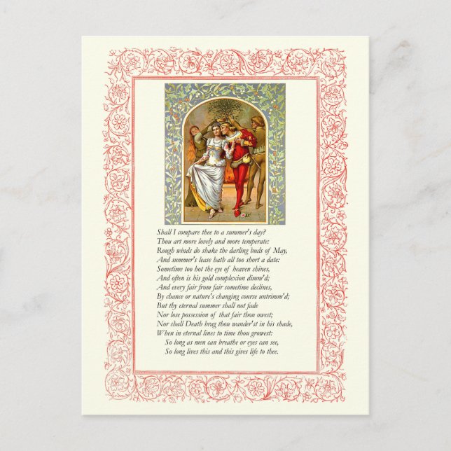 Sonnet # 18 von William Shakespeare Postkarte (Vorderseite)