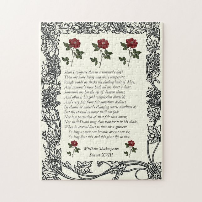 Sonnet # 18 von William Shakespeare Puzzle (Vertikal)