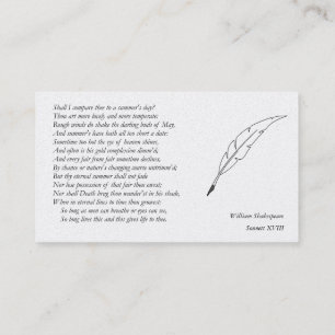 Sonnet # 18 von William Shakespeare Visitenkarte