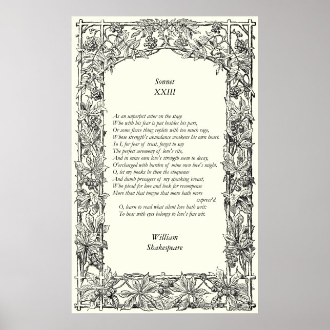 Sonnet # 23 von William Shakespeare Poster (Vorne)