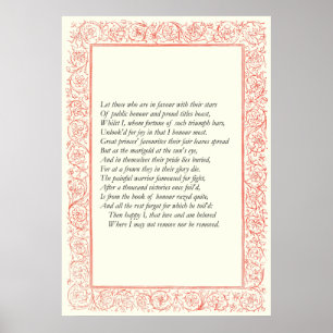 Sonnet # 25 von William Shakespeare Poster