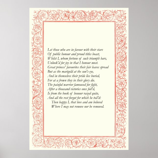 Sonnet # 25 von William Shakespeare Poster (Vorne)