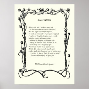 Sonnet # 27 von William Shakespeare Poster