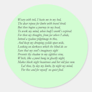 Sonnet # 27 von William Shakespeare Runder Aufkleber