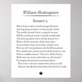 Sonnet 2 von William Shakespeare Poster