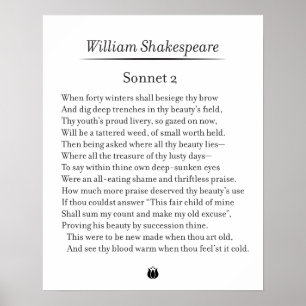 Sonnet 2 von William Shakespeare Poster