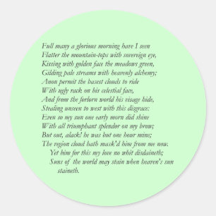 Sonnet # 33 von William Shakespeare Runder Aufkleber