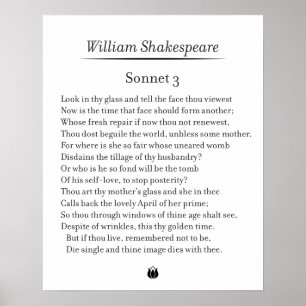 Sonnet 3 von William Shakespeare Poster
