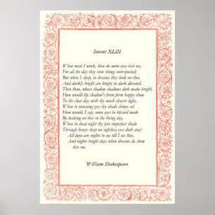Sonnet # 43 von William Shakespeare Poster
