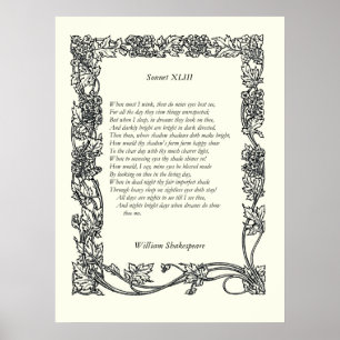 Sonnet # 43 von William Shakespeare Poster