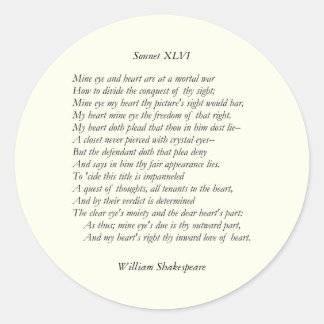 Sonnet # 46 von William Shakespeare Runder Aufkleber