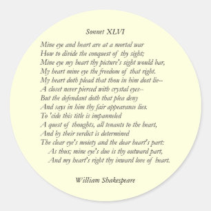 Sonnet # 46 von William Shakespeare Runder Aufkleber