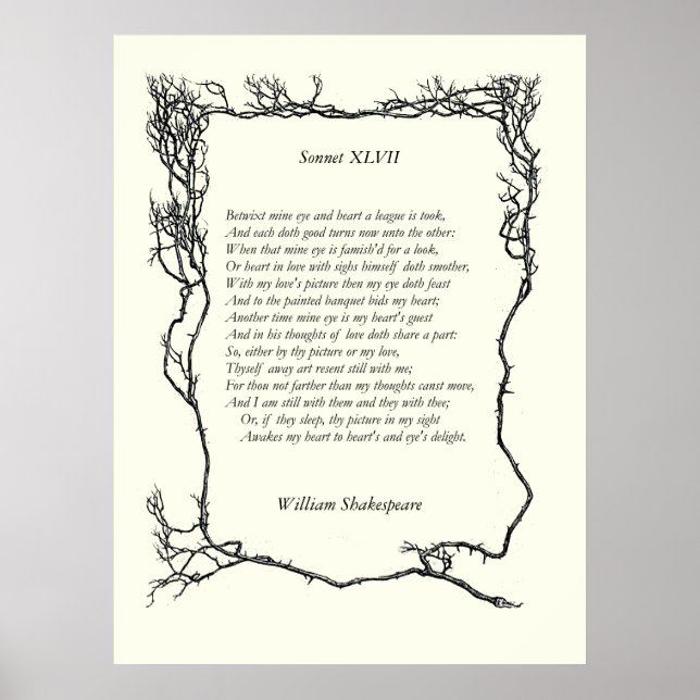 Sonnet # 47 von William Shakespeare Poster (Vorne)