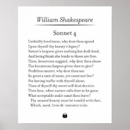 Sonnet 4 von William Shakespeare Poster
