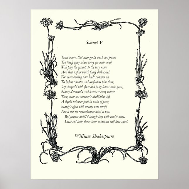 Sonnet # 5 von William Shakespeare Poster (Vorne)