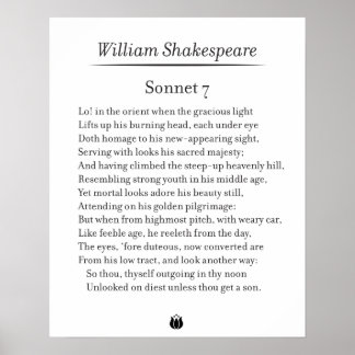 Sonnet 7 von William Shakespeare Poster