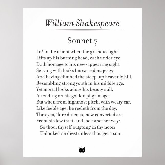 Sonnet 7 von William Shakespeare Poster (Vorne)