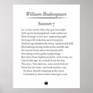Sonnet 7 von William Shakespeare Poster