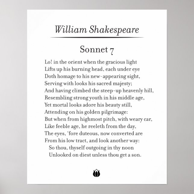 Sonnet 7 von William Shakespeare Poster (Vorne)