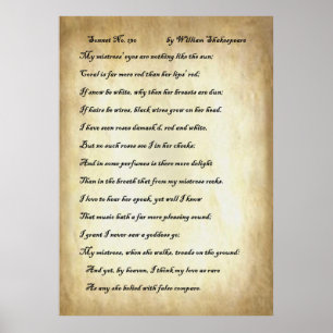 Sonnet Nr. 130 von William Shakespeare Poster