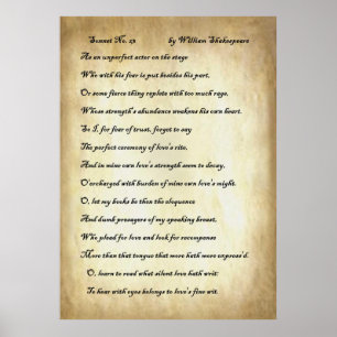 Sonnet Nr. 23 von William Shakespeare Poster