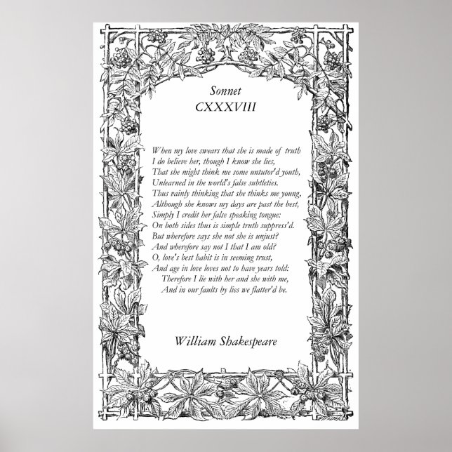 Sonnet Number 138 by William Shakespeare Poster (Vorne)