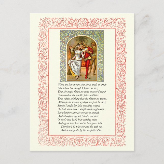 Sonnet Number 138 by William Shakespeare Postkarte (Vorderseite)