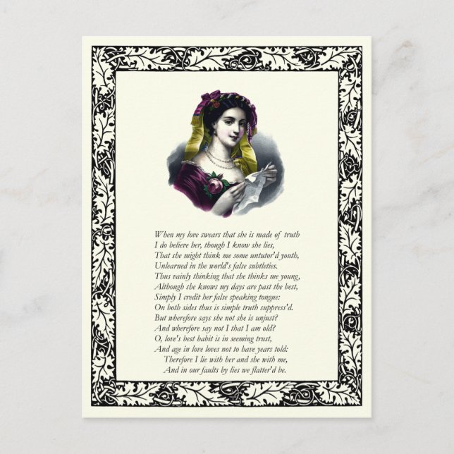 Sonnet Number 138 by William Shakespeare Postkarte (Vorderseite)