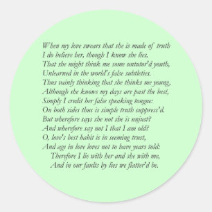 Sonnet Number 138 by William Shakespeare Runder Aufkleber