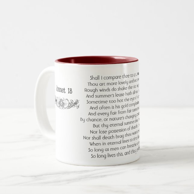 Sonnet Shakespeare 18 | Zwei-Tone-Tasse Zweifarbige Tasse (Vorderseite Links)