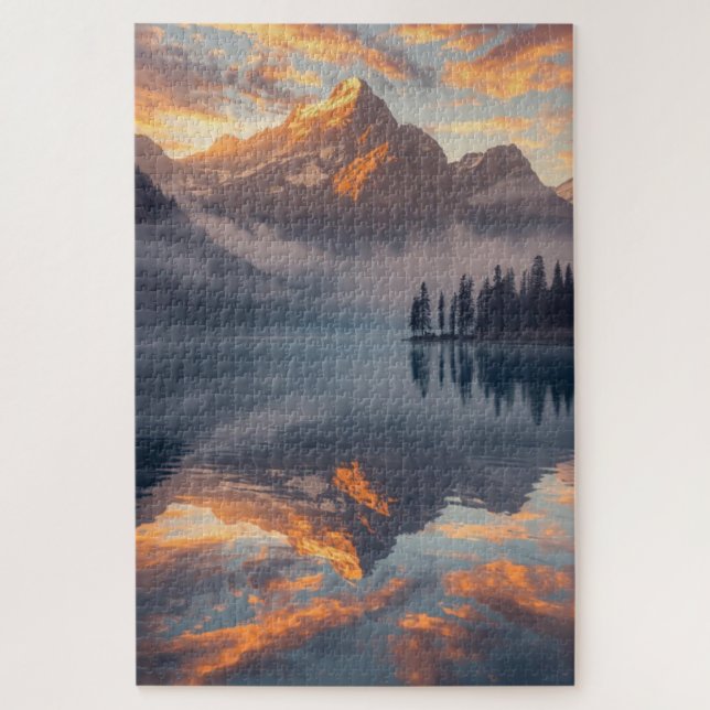 Sonneuntergangs-Bergsee-Puzzle Puzzle (Vertikal)