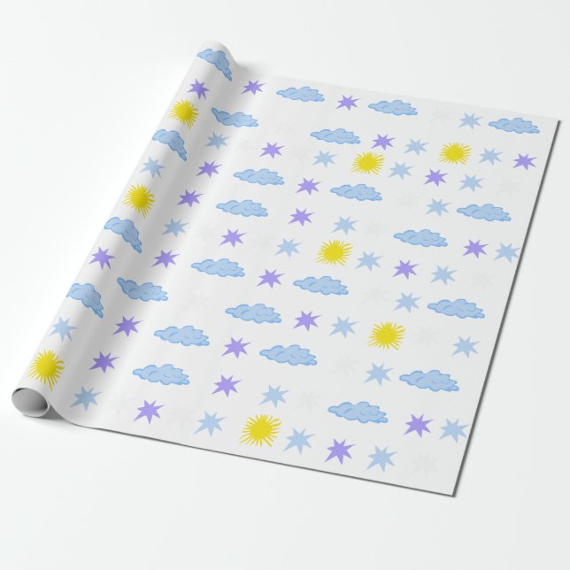 Sonnig, bewölkt, Muster des Sternwetters Geschenkpapier (Ungerollt)