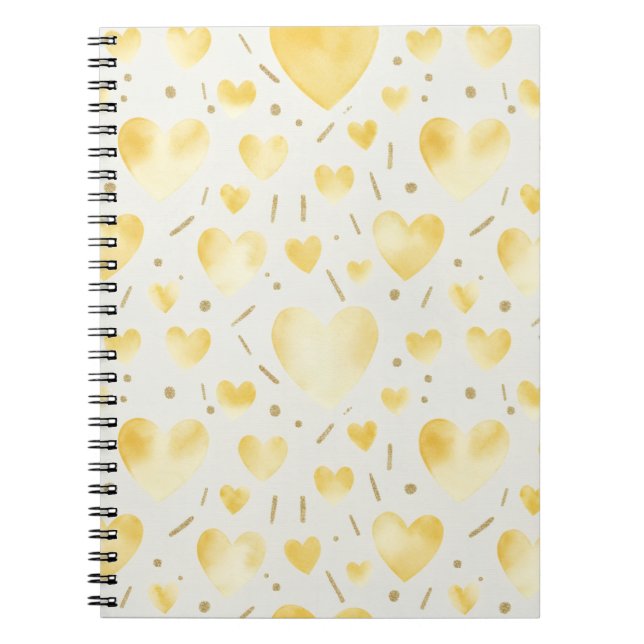 Sonnig gelbe Aquarell-Herzen Notizblock (Vorderseite)
