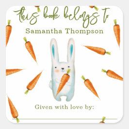 Sonnig mit Karotten - dieses Buch gehört Quadratischer Aufkleber