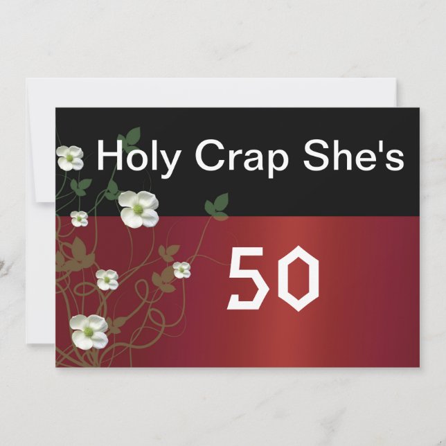 Sonnige 50. Geburtstag, weiße Blume, Einladung (Vorderseite)