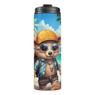 Sonnige Abenteuer mit Strandbär - Für Spaß bereit Thermosbecher