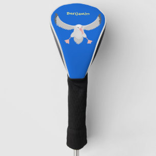 Sonnige Albatrossvögel fliegen Cartoon personalisi Golf Headcover