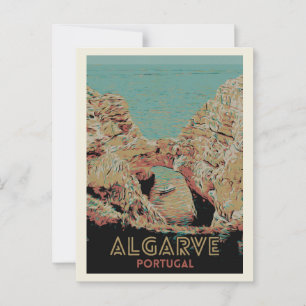 Sonnige Algarve Coast View Illustration, Portugal Postkarte