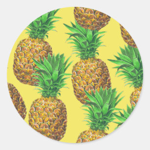 Sonnige Ananas Runder Aufkleber