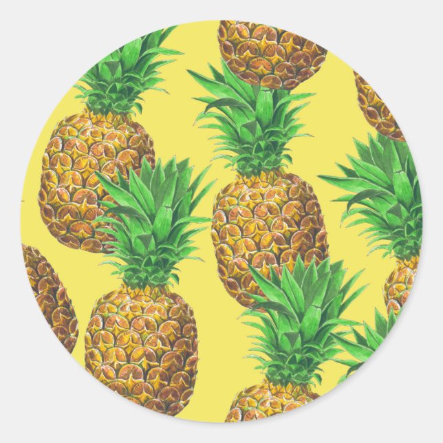 Sonnige Ananas Runder Aufkleber (Vorderseite)