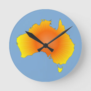 Sonnige Australien-Karte Runde Wanduhr