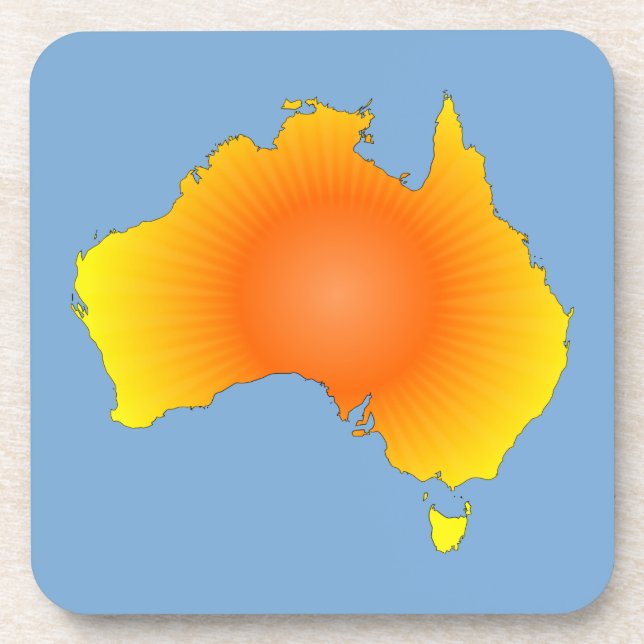 Sonnige Australische Karte Getränkeuntersetzer (Vorderseite)