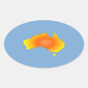 Sonnige Australische Karte Ovaler Aufkleber