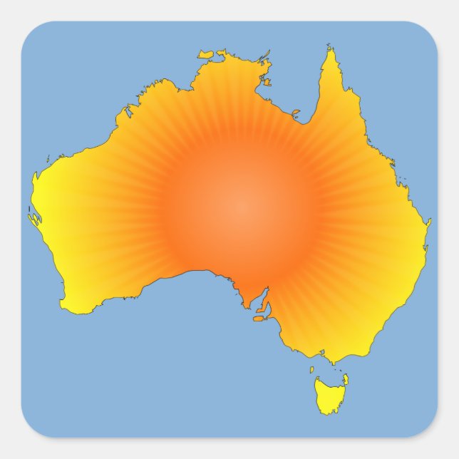 Sonnige Australische Karte Quadratischer Aufkleber (Vorderseite)
