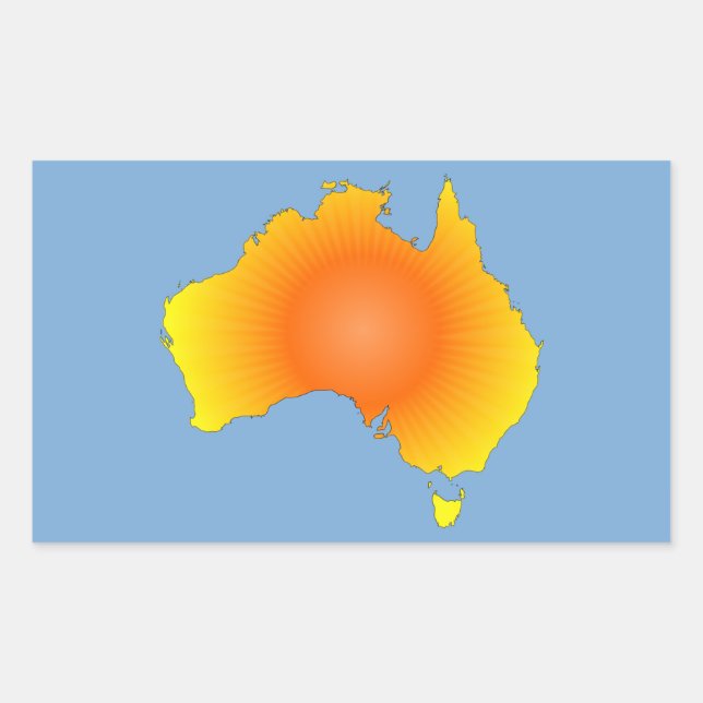 Sonnige Australische Karte Rechteckiger Aufkleber (Vorderseite)