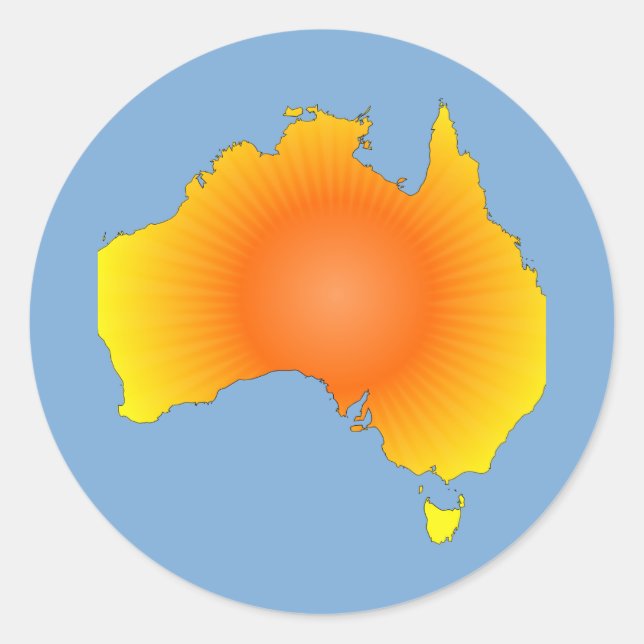 Sonnige Australische Karte Runder Aufkleber (Vorderseite)