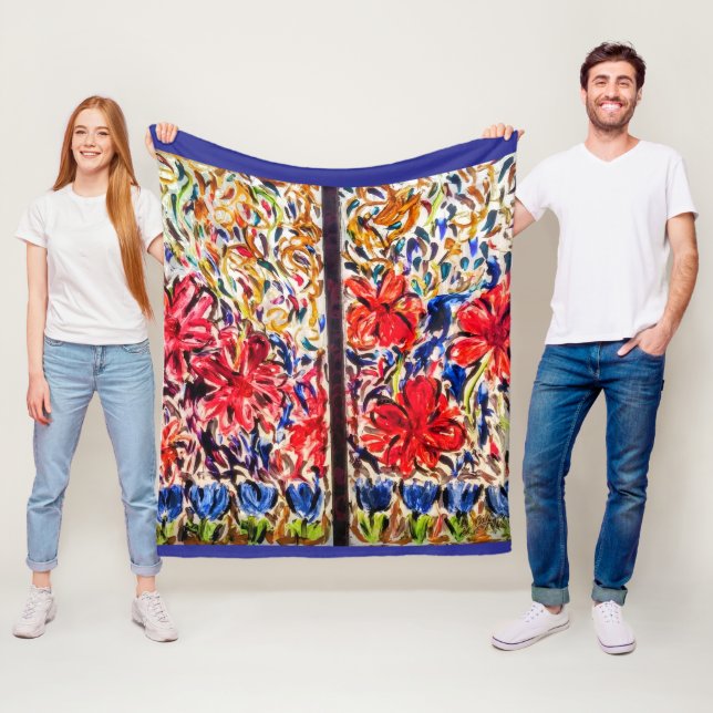 Sonnige Blaue Tulpen Fleecedecke (Beispiel)